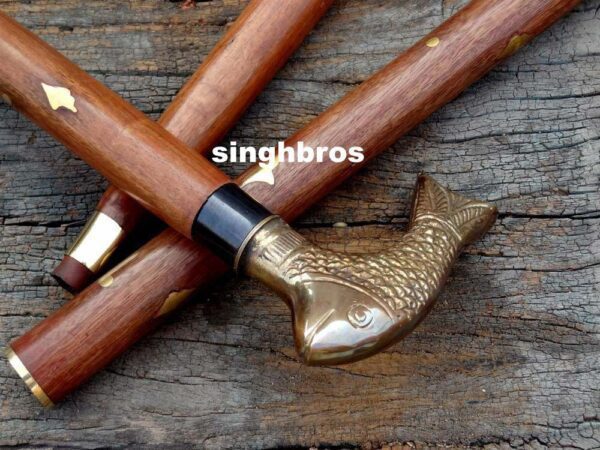 Vintage Globe designer Handle Nautical Walking Cane Wooden Stick gif