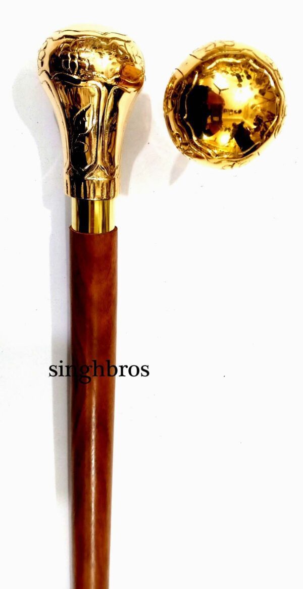 Antique Brass Nautical Walking Stick Style Beautiful Walking Wooden