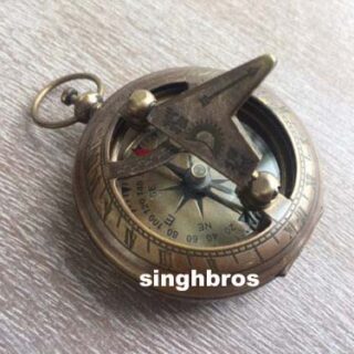 Nautical Brass Push Button Compass Marine Antique Brass Pocket Sundial Compass