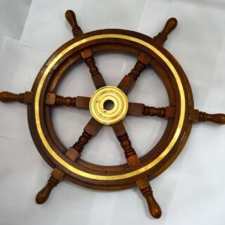 Nautical Brown Wooden Brass Maritime wall Ship Wheel