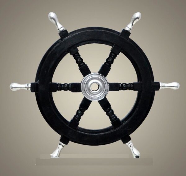 Nautical 24'' Wooden Ship Wheel Pirate Captain Brass Boat Steering Home Wall Decor