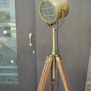 Natural Design Brass 3 Fold Searchlight Focus Floor Lamp Tripod