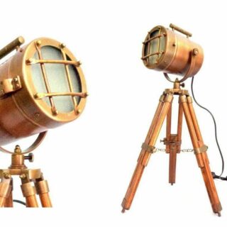 Collectibles Nautical Spot Light Table Lamp Brown Tripod Stand Home Decor