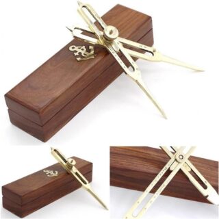 Nautical Brass Proportional Divider 6'' Survey Drafting Artist Tools with Wooden Box Free