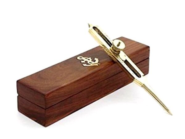 Nautical Brass Proportional Divider 6'' Survey Drafting Artist Tools with Wooden Box Free - Image 3