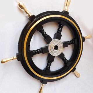 Nautical Boat Ship Wheel Black Wooden Collectible Steering Home Decor 18 In