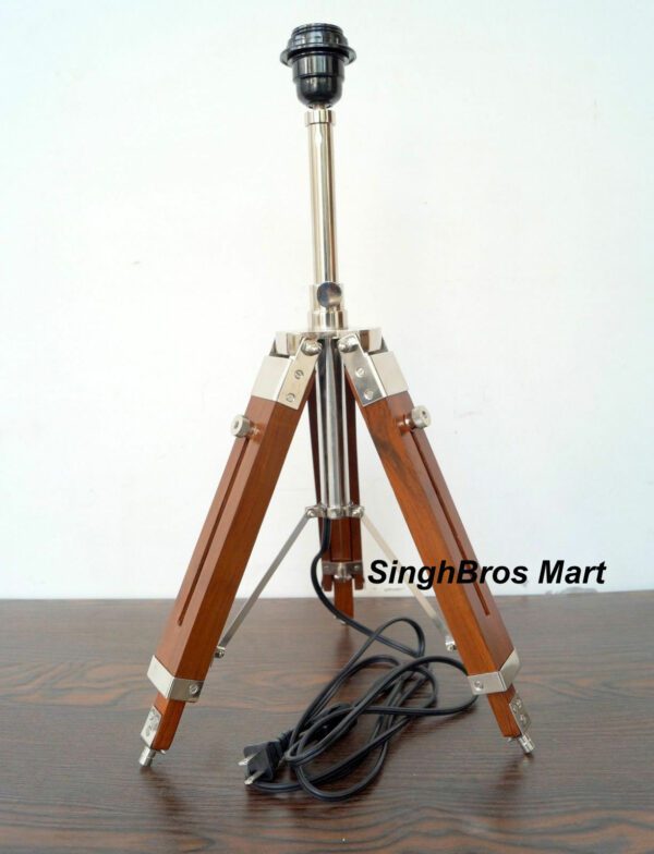Collectibles Nautical LED Table Lamp & Brown Tripod Stand Home Decor - Image 3