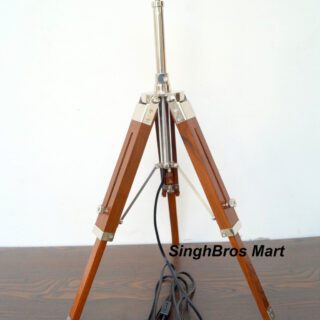 Collectibles Nautical LED Table Lamp & Brown Tripod Stand Home Decor