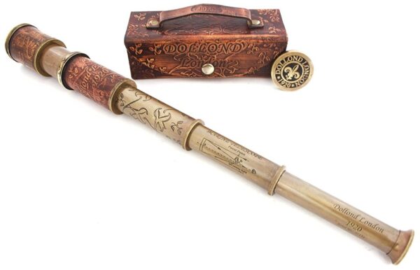 Vintage Brass Telescope Maritime London Nautical Spyglass with Leather Free - Image 4
