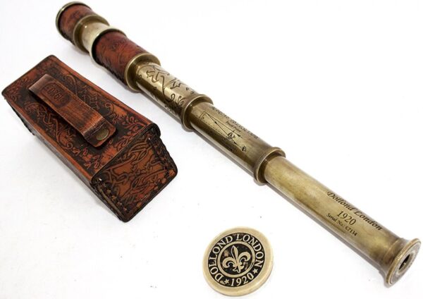 Vintage Brass Telescope Maritime London Nautical Spyglass with Leather Free - Image 3