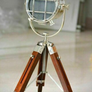 Table Lamp Nautical Search Light With Brown Tripod Stand Home Decor