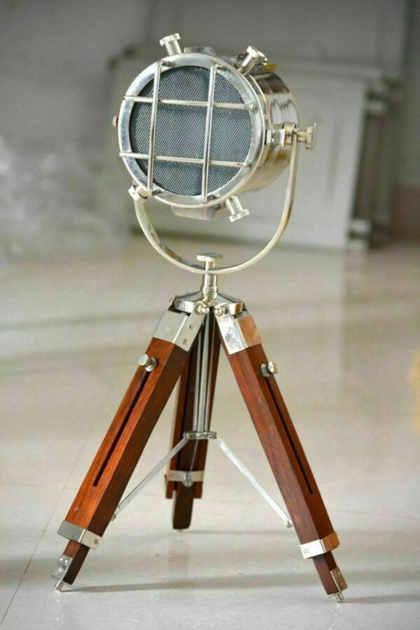 Table Lamp Nautical Search Light With Brown Tripod Stand Home Decor