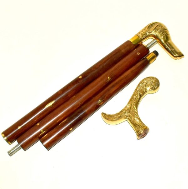 Antique Brass Handle Cane Walking Stick Designer Walking Cane - Image 4