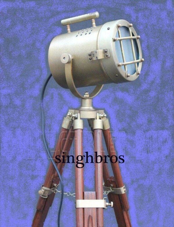 Antique Spot Light Design Vintage Nautical Table Lamp Tripod Stand - Image 3