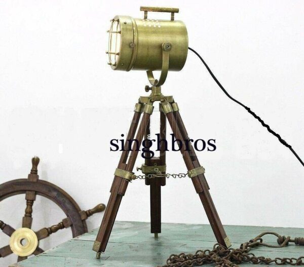 Antique Spot Light Design Vintage Nautical Table Lamp Tripod Stand