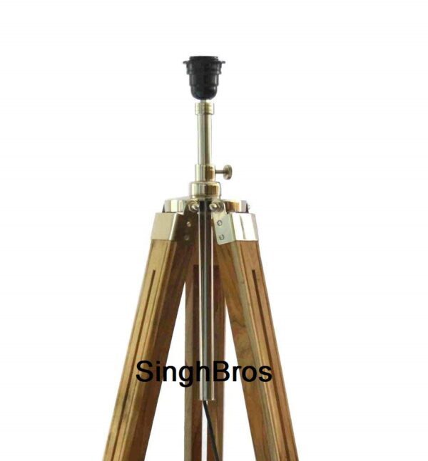 Nautical Table Lamp Teak Wood Floor Lamp & Tripod Stand Home Decor - Image 3
