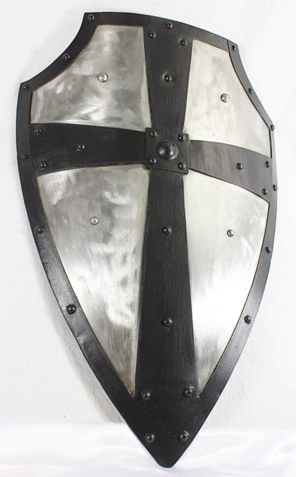 Medieval Reproduction Templar Armor Shield Made Solid Steel & Brass Full Size - Image 2