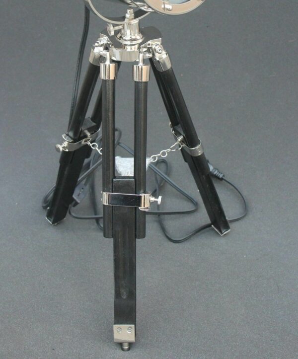 LED Nautical Searchlight Table Lamp Black Tripod Marine Theme Vintage - Image 3