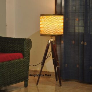 Decorative Natural Brown Floor Lamp & Tripod Stand