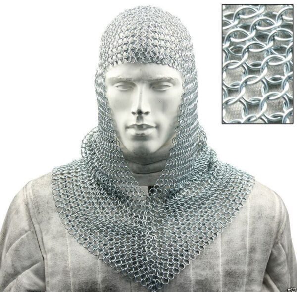 Aluminum CHAIN MAIL COIF/ CHAIN MAIL HOOD V SHAPE