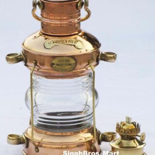 Brass & Copper Anchor Oil Lamp Nautical Maritime Ship Lantern Boat Light