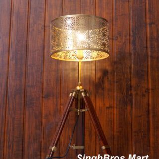 Collectable Vintage Tripod Table Lamp & Industrial Nautical Lamp Shade